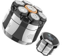 Hatteker Blad Head Shavers for Men 7D Magnetic Electric Razor for Bald Men IPX6 Waterproof Wet Dry Mens Trimmer Cordless Rotary Shaver Razor Kit with LED Display (Silvery)