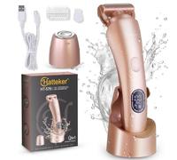 Hatteker Electric Shaver for Women Bikini Trimmer Facial Hair Removal LED Display Womens Razors for Shaving IPX7 Waterproof Pubic Body Hair Trimmer 2 in 1
