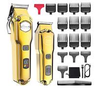 Hatteker Hair Trimmer & Hair Trimmer Kit for Men, Beard Trimmer, IPX7 Waterproof Hair Trimmer, T-Blade Hair Trimmer, Professional USB Rechargeable (Gold)