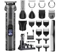 Hatteker Men's 8-in-1 Beard Trimmer Grooming Kit Cordless Zero Gapped T-Blade Trimmer, Hair Clipper, IPX7 Waterproof Electric Razor, Nose Ear Trimmer, 180 Mins Use (USB Charge)