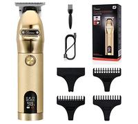 Hatteker Outlining Hair Clippers 0.1mm Beard Trimmer Cordless T-Blade Gold Portable Rechargeable