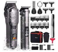 Hatteker Professional Hair Clippers for Men Beard Trimmer Clippers and Trimmer Set Waterproof T-Blade Trimmer
