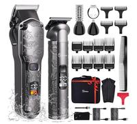 Hatteker Professional Hair Clippers for Men Beard Trimmer Clippers and Trimmer Set Waterproof T-Blade Trimmer Cordless Grooming Kit Nose Body Hair Trimmer Barber Clippers