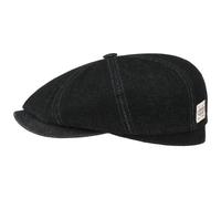 Stetson Hatteras Denim Flatcap Cap Robust Cotton Newsboy Rinsed Stitching Men Summer Winter Black XXL (62-63 cm)