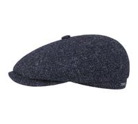 Stetson Hatteras Shetland Wool Flat Cap Lined Cotton Men Fall Winter Navy