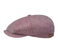 Stetson Hatteras Silk Peaked Cap Balloon Flat Cap UV 40+ Herringbone Men Women Summer Winter Dark red