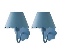 Hattie Pair of Rechargeable Metal Scalloped Edge Wall Lights ValueLights Mid Blue One Size
