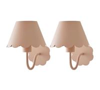 Hattie Pair of Rechargeable Metal Scalloped Edge Wall Lights ValueLights Pale Pink One Size