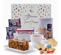Hattie’s Gifts Afternoon Tea Hamper - Scottish Shortbread, Dundee Cake & Assorted Fudge in Steven Brown Art Tin - Luxury Tea and Biscuits Gift for Birthdays, Thank You Teachers, Special Occasions