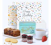 Hattie’s Gifts Birthday Hamper - Luxury Afternoon Tea Gift Set with Vintage Victorian Tin, Fruit Cake, Shortbread and Jams - Tea Lover Milestone Birthday Gift