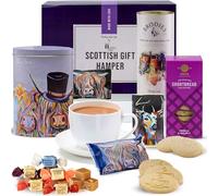 Hattie’s Gifts Scottish Afternoon Tea Hamper - McHappily Ever After Assorted Fudge, Shortbread Biscuits, Edinburgh Tea - Birthday and Thank You Highland Cow Gift for Her and Him