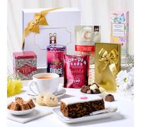 Hattie's Gifts Luxury Tea and Treats - Victorian Garden Tin, Biscuits, Chocolates, Fudge, Fruit Cake, Popcorn & Nuts - Afternoon Tea Hamper Food Gifts for Women and Men
