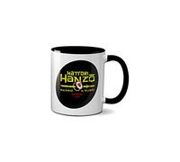 Hattori Hanzo Sword & Sushi Mug - Movie Killing Bill Katana Chopsticks Sensei Ceramic Handle Idea Heavy Duty Handle Dishwasher and Microwave Safe (Black Handle)