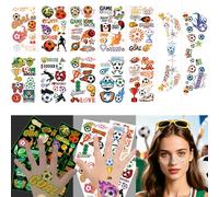 HattusaShield 12 Sheets Soccer Sports Temporary Tattoos, 10 Sheets Noctilucent Europa World Cup Football Fake Tattoo Stickers, 2 Sheets Face Tattoo Stickers for Boys and Girls Party Supplies Gifts