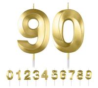 HattusaShield Number 90 Candle, Gold Birthday Candles for Cake, Diamond 3D Candles, Cake Topper Decorations for Birthday Party Wedding and Party Anniversary