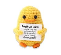 HattusaShield Positive Duck Gifts, Positive Emotional Support Duck Crochet with Card, Handmade Motivational Good Luck Mini Cute Encouraging Gift for Friend Classmate Kids Family