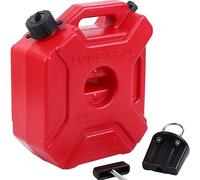 HaTur 5 Litres Portable Fuel Tank 1.3 Gallon Gas Can Petrol Gasoline Storage Tank Emergency Backup Tank with Mounting Bracket Lock & Key for Motorcycle SUV ATV Most Cars