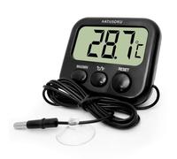 HATUSOKU Digital Thermometer with External Sensor, Magnet, Suction Cup, Water Thermometer, Aquarium, Refrigerator, Freezer (Black)
