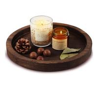 Hatway Wooden Decorative Tray Candle Holder Round Wood Tray Home Decor,Centerpieces Plates for Table centerpieces for CoffeeTable,Christmas Decor