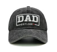 Hatwell New Dad Est 2026 Baseball Cap, First Time Father Gifts, Birthday Gifts for Husband, Adjustable 3D Embroidery Daddy to Be Hat Black