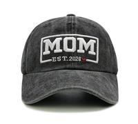 Hatwell Women's Mom Est 2026 Baseball Cap, Adjustable Mama Hat, Gifts for New Mother First Mom Black
