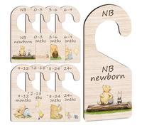 Hatzelou 8Pcs Winnie Baby Closet Dividers, Double-Sided Wooden Baby Clothes Organizer for Classic Pooh Wardrobe