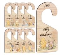 Hatzelou 8Pcs Winnie Baby Closet Dividers, Winnie Baby Clothes Dividers for Closet, Newborn Baby Stuff for Baby Boys Girls, Wooden Double-Sided Baby Hanger Organizer from Newborn to Toddler