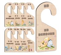 Hatzelou Classic Winnie Baby Closet Dividers, 8pcs Wooden Hanger, Newborn to Toddler, Beige & Red, Yellow