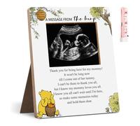 Hatzelou Winnie Baby Shower Sign Picture Frame, A Message From The Bump Sonogram Picture Frame, Cute Bear Decor Baby Shower Gender Reveal, Pregnancy Milestone Keepsake 4.3 * 5.3 IN Photos