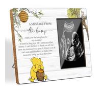 Hatzelou Winnie Baby Shower Sign Picture Frame, Classic Pooh Baby Shower Gender Reveal, Pregnancy Milestone Keepsake for Expectant Mother (4x6 Inch Photo)