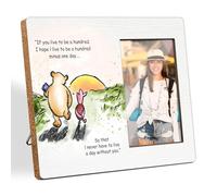 Hatzelou Winnie Quotes Wooden Photo Frame, Cute Desk Decorative Sign, If You Live to Be a Hundred I Hope I Live to Be a Hundred Inspirational Photo Frame Gift, Home Bedroom Desk Decor(4x6 Inch Photo)