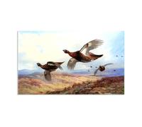 Hau3sh3a Canvas Art Print by Archibald Thorburn Red Grouse in Flight Pictures of Birds on Canvas Giclee Wall Decor Vintage Animal Paintings for Living Room80x50cm(31x20in) Frameless
