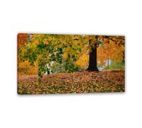 Hau3sh3a Fall Forest Canvas Wall Art Yellow fallen leaves Big Tree Picture Wall Decor Autumn Trees Painting Nature Landscape Pictures Gift Bedroom Office Home Decor50x30cm(20x12in) Framed