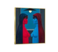 Hau3sh3a Felix Labisse Poster The Invention of Electricity Painting on Canvas Surrealism Wall Art Artwork Famous Paintings Wall Decor for Living Room Bathroom80x60cm(32x24in) gold Framed