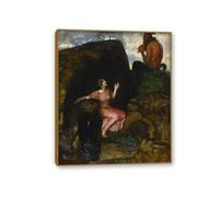 Hau3sh3a Franz von Stuck Wall Art Print At the Source Symbolism Canvas Poster Famous Artwork Wall Decor for Living Room Bathroom Office 90x70cm(36x28in) Teak frame