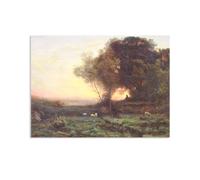 Hau3sh3a Jean Baptiste Camille Corot Wall Art Shepherd under the Trees Canvas Picture Serene Landscape Reproduction Wall Decor for Living Room Bedroom Office Home Decor42x30cm(17x12in) Poster