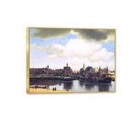 Hau3sh3a Johannes Vermeer Paintings View of Delft Poster Landscape Painting Canvas Prints Baroque Art Decor for Living Room Bedroom Office 40x30cm(16x12in) Framed