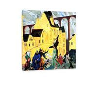 Hau3sh3a Lyonel Feininger wall decoration Carnival in Arcueil Pictures on Canvas famous artwork prints Abstract Reproduction Wall Art for living room Office bedroom70x60cm(28x24in) Inner frame