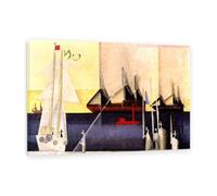 Hau3sh3a Lyonel Feininger wall decoration Harbor of Peppermint Pictures on Canvas famous artwork prints Abstract Reproduction Wall Art for living room Office bedroom120x80cm(47x31in) Inner frame