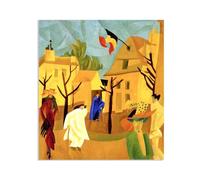 Hau3sh3a Lyonel Feininger wall decoration Yellow Street II Pictures on Canvas famous artwork prints Abstract Reproduction Wall Art for living room Office bedroom48x40cm(19x16in) Canvas only