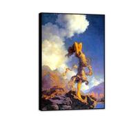Hau3sh3a Maxfield Parrish Ecstasy Realism Romantic Artwork Woman Portrait Wall Art Renaissance Art Prints Fantasy Landscape Painting Cool Print Poster 60x40cm(24x16in) Black Framed