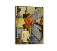 Hau3sh3a Oskar Schlemmer Wall Art Bauhaus Staircase Poster Reproduction of Famous Paintings on Canvas Oskar Schlemmer Wall Decor Living Room Bedroom 55x40cm(22x16in) Gold frame