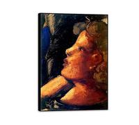 Hau3sh3a Oskar Schlemmer Wall Art Woman Looking Upwards Poster Reproduction of Famous Paintings on Canvas Oskar Schlemmer Wall Decor Living Room Bedroom 85x60cm(33x24in) Black Frame