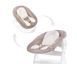 Hauck Alph 2 in 1 Bouncer and Baby Rocker, Stretch Beige - from Birth, Newborn Set, Compatible with Alpha Highchair, Click On