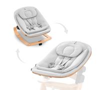 hauck Alph 2 in 1 Bouncer Eco Light, Grey - FSC Sustainable Certified Beechwood, from Birth, Doubles as Floor Standing Rocker, Newborn Set, Compatible with Alpha Highchair, Click On