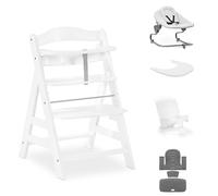 hauck Alph Premium Bundle Wooden High Chair Birth to 90 kg, Beech White