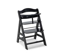 hauck Alpha+, Black - Wooden High Chair 6 Months to Adult Sustainable FSC Certified Beechwood Toddler Feeding and Entertainment Chair, Inclusive 5-Point Harness Bumper Bar Crotch Strap