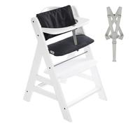 Hauck Alph Wooden Highchair with Tray & Harness - Adjustable Baby High Chair - White