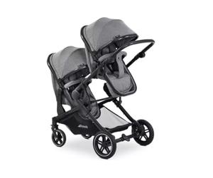 hauck Atlantic Double Pushchair, Grey - Baby and Toddler Tandem, Reversible Seat, Compact and Foldable, with Raincover