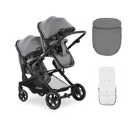 hauck Atlantic Double Pushchair, Grey - Baby and Toddler Tandem, Reversible Seat, Compact and Foldable, with Raincover